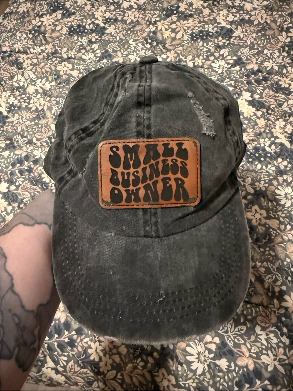 Small Business Owner Distressed Black Baseball Cap